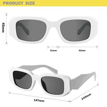 Mosanana Rectangle Sunglasses for Vintage 90s Style