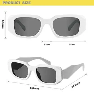 Mosanana Rectangle Sunglasses for Vintage 90s Style