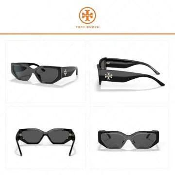 Tory Burch TY9070U 179187 55MM Black/Grey Solid Rectangular Sunglasses for Women + BUNDLE With Designer iWear Eyewear Kit
