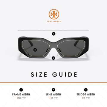 Tory Burch TY9070U 179187 55MM Black/Grey Solid Rectangular Sunglasses for Women + BUNDLE With Designer iWear Eyewear Kit