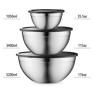 Durable Mixing Bowls with Airtight Lids for Cooking
