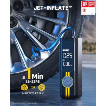 Fanttik X8 APEX Tire Inflator Portable Air Compressor, 1 Min Fast Inflation, 150PSI Cordless Tire In...