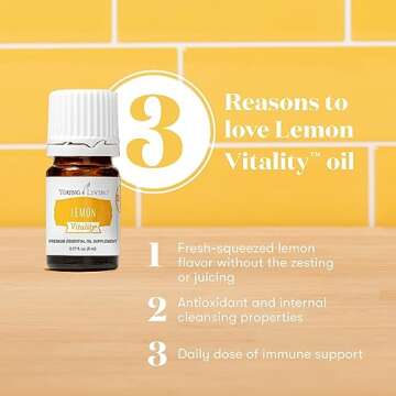 Young Living Vitality Lemon Essential Oil 5ml - 100% Pure, Zesty and Refreshing Citrus Flavor for Cu...