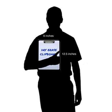 Clipboard Dry Erase Surface 9'' x 12.5'' Letter Size Low Profile Clip Whiteboard (Pack of 6)
