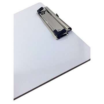 Clipboard Dry Erase Surface 9'' x 12.5'' Letter Size Low Profile Clip Whiteboard (Pack of 6)