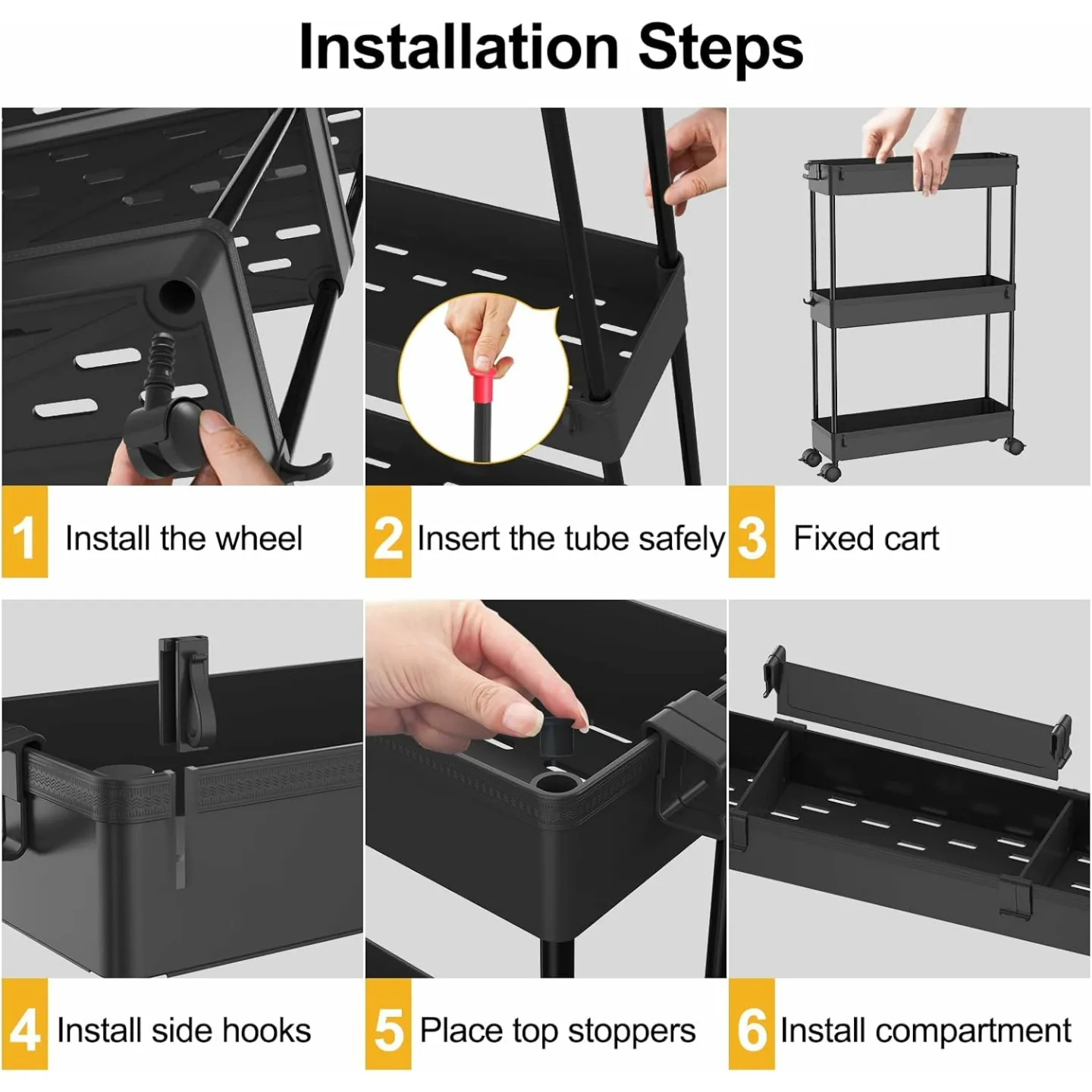 SPACELEAD Slim 4 Tier Rolling Storage Cart