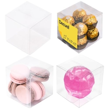 Decvel 3x3x3 Clear Favor Boxes for Parties and Weddings
