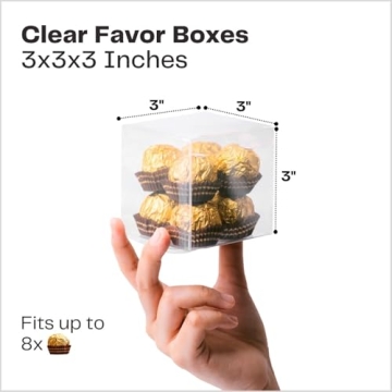 Decvel 3x3x3 Clear Favor Boxes for Parties and Weddings