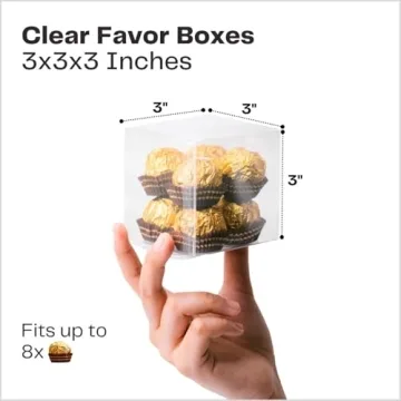 Decvel 3x3x3 Clear Favor Boxes for Parties and Weddings