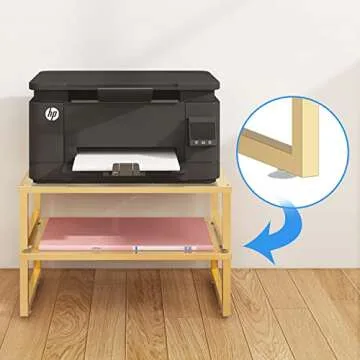 2 Pack- Simple Trending Monitor Stand Riser, Metal Desk Organizer Stand with Anti-Slip Suction Cup for Laptop, Computer, iMac, Printer, Golden Yellow