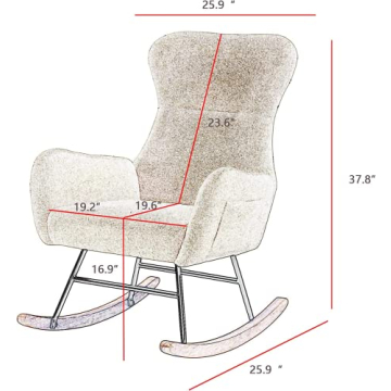 Hansones Teddy Velvet Rocking Chair Modern Nursery Glider