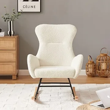 Hansones Teddy Velvet Rocking Chair Modern Nursery Glider