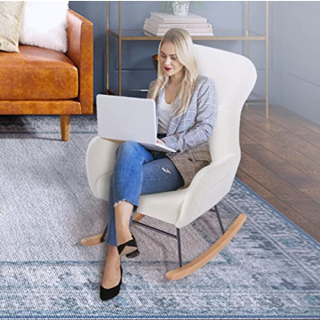 Hansones Teddy Velvet Rocking Chair Modern Nursery Glider