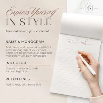 Custom Notepads with Heart Initials & Personalization