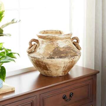 Rustic Beige Decorative Ceramic Vase for Elegant Home Decor