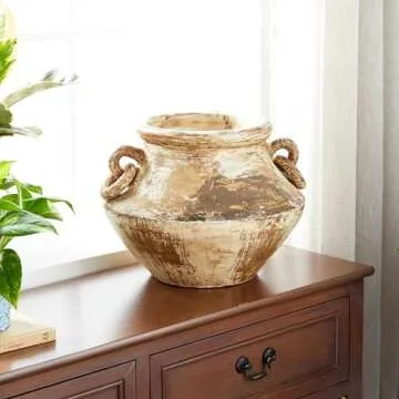 Rustic Beige Decorative Ceramic Vase for Elegant Home Decor