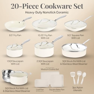 Gotham Steel Nonstick Ceramic Cookware Set - 20 Pieces