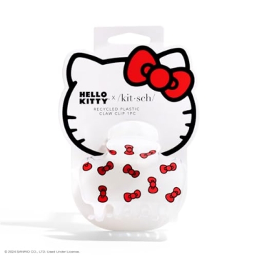 Hello Kitty x Kitsch Recycled Plastic Puffy Medium Hair Clips for Women, Cute Claw Clips for Thin Ha...