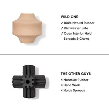 Wild One Small Twist Toss Dog Toy 100% Natural Rubber, Fun to Chew, Durable for All Breeds, Fetch Toy, Treat Dispensing Tan