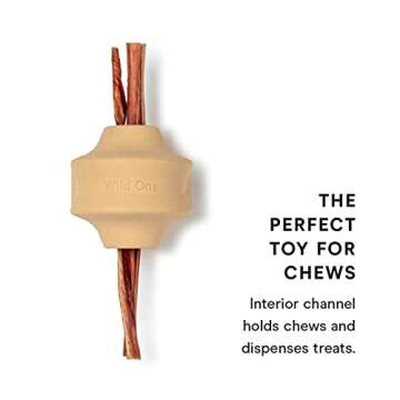 Wild One Small Twist Toss Dog Toy 100% Natural Rubber, Fun to Chew, Durable for All Breeds, Fetch Toy, Treat Dispensing Tan