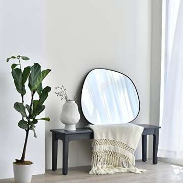 Asymmetrical Wall Mirror for Decor 27"*35", Modern Black Framed Wall Mirror for Living Room Bathroom...