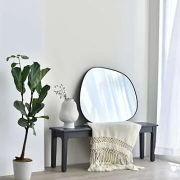 Asymmetrical Wall Mirror | 27" x 35" | Modern Black Framed Decor for Living Room, Bathroom, Entryway