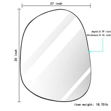 Asymmetrical Wall Mirror for Decor 27"*35", Modern Black Framed Wall Mirror for Living Room Bathroom Bedroom Entryway ELE-STOU-0063HEI