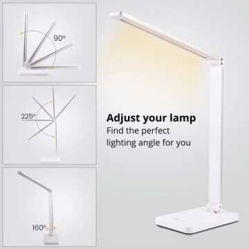 NUOVA GERMANY LED Desk Lamp Eye Protection, Foldable Touch Control Lamp for Kids Room, Office, with ...