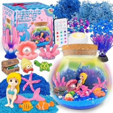 Enchanting Mermaid Terrarium Craft Kit - LED Night Light for Kids 5-12