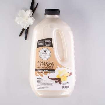 Dionis Goat Milk Skincare Deep Moisturizing Hand Soap Refill - Concentrated Hand Moisturizing Formula Blended With Shea Butter, Aloe Vera & Coconut Oil - Made In The USA - Vanilla Bean, 48 Oz Bottle