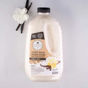 Dionis Goat Milk Skincare Deep Moisturizing Hand Soap Refill - Concentrated Hand Moisturizing Formula Blended With Shea Butter, Aloe Vera & Coconut Oil - Made In The USA - Vanilla Bean, 48 Oz Bottle