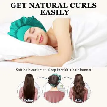 Gwabee No Heat Overnight Curl Headband, 70" Soft Ribbon Wrap for Long Hair, 9 PCS Hair Curling Rods ...