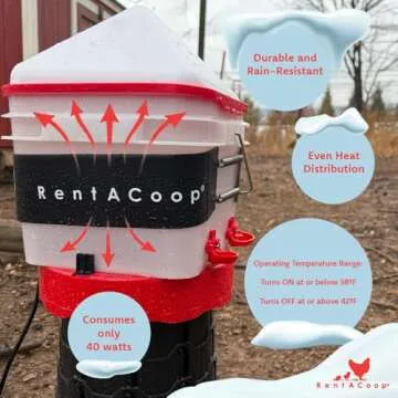 RentACoop Thermo Bucket Belt Heated Strap for 2-5Gal Bucket Chicken Waterers with 6ft Power Cord