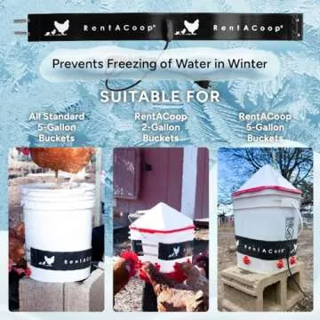 RentACoop Thermo Bucket Belt Heated Strap for 2-5Gal Bucket Chicken Waterers with 6ft Power Cord