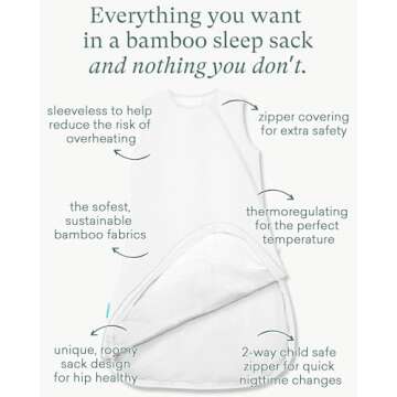 PurComfy Supersoft Sleep Sack 1.0 TOG, Premium Bamboo Viscose Baby Sleeping Bag, 2-Way Safe Zipper S...