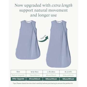 PurComfy Supersoft Sleep Sack 1.0 TOG, Premium Bamboo Viscose Baby Sleeping Bag, 2-Way Safe Zipper Sleep Sacks 3-6 Months