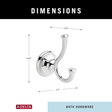 Delta Cassidy Double Towel Hook Polished Chrome Accessory