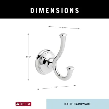 Delta Cassidy Double Towel Hook Polished Chrome Accessory