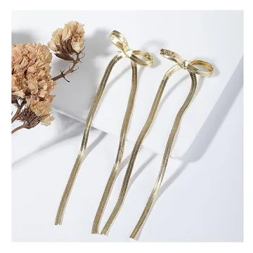 Elegant Gold Silver Bow Earrings for Women