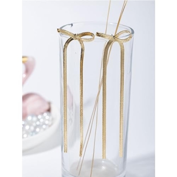 Elegant Gold Silver Bow Earrings for Women
