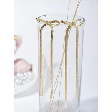 Elegant Gold Silver Bow Earrings for Women