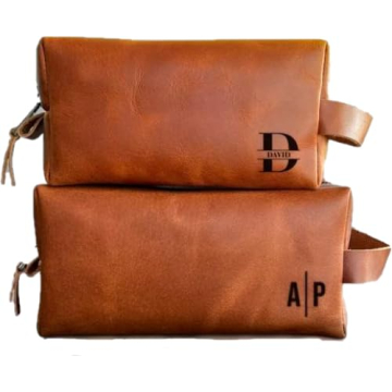 LUXE-RANGE Personalized Genuine Leather Toiletry Bag - Ideal Gift for Men