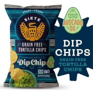 Siete Grain Free Tortilla Chips | Gluten Free Chips | Paleo & Vegan Snacks | Non GMO | Dip Chip, 5 Ounce (Pack of 3)