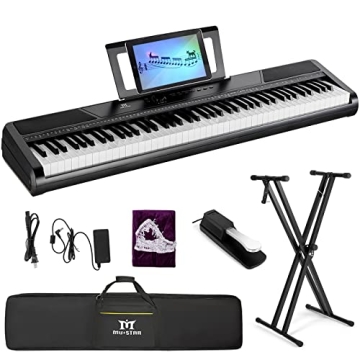 MUSTAR 88 Key Weighted Digital Piano with Stand & Sustain Pedal - Perfect for Beginners & Pros