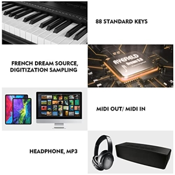 MUSTAR 88 Key Weighted Digital Piano with Stand & Pedal