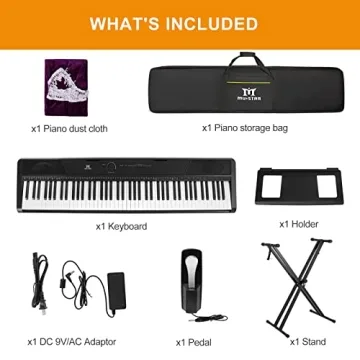 MUSTAR 88 Key Weighted Digital Piano with Stand & Pedal