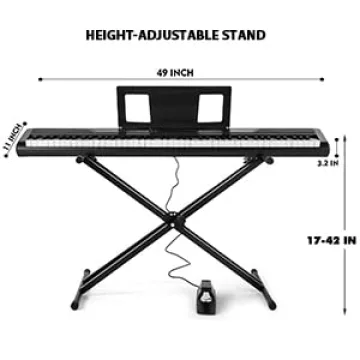 MUSTAR 88 Key Weighted Digital Piano with Stand & Pedal