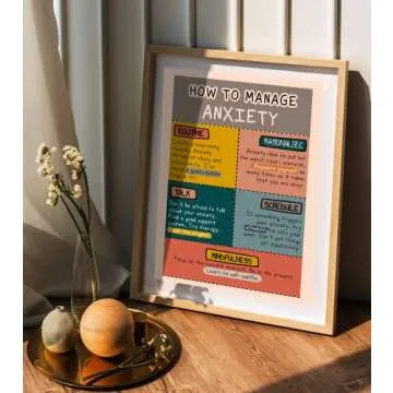 LOLUIS Mental Health Poster, Boho Therapy Tools Educational Supplies Art Print Classroom School Office Decor (How To Manage Anxiety, Unframed 8"x10")
