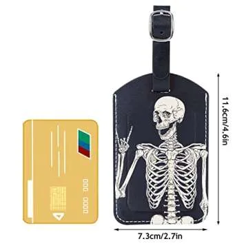 GIPOUTY Skull Luggage Tag for Suitcase, Halloween Leather Luggage Tag with ID Privacy Cover for Suitcase Travel Bag