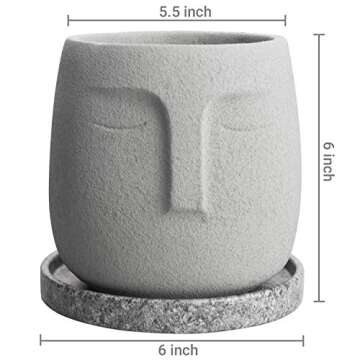 Modern Grey Concrete Head Design Plant Pot - MyGift